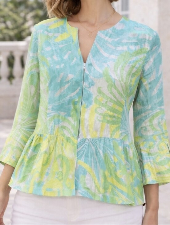 Ruby Rd. Tops - Ruby Rd NWT Tropical Print Peplum Blouse Size 12 Lightweight Silky Top